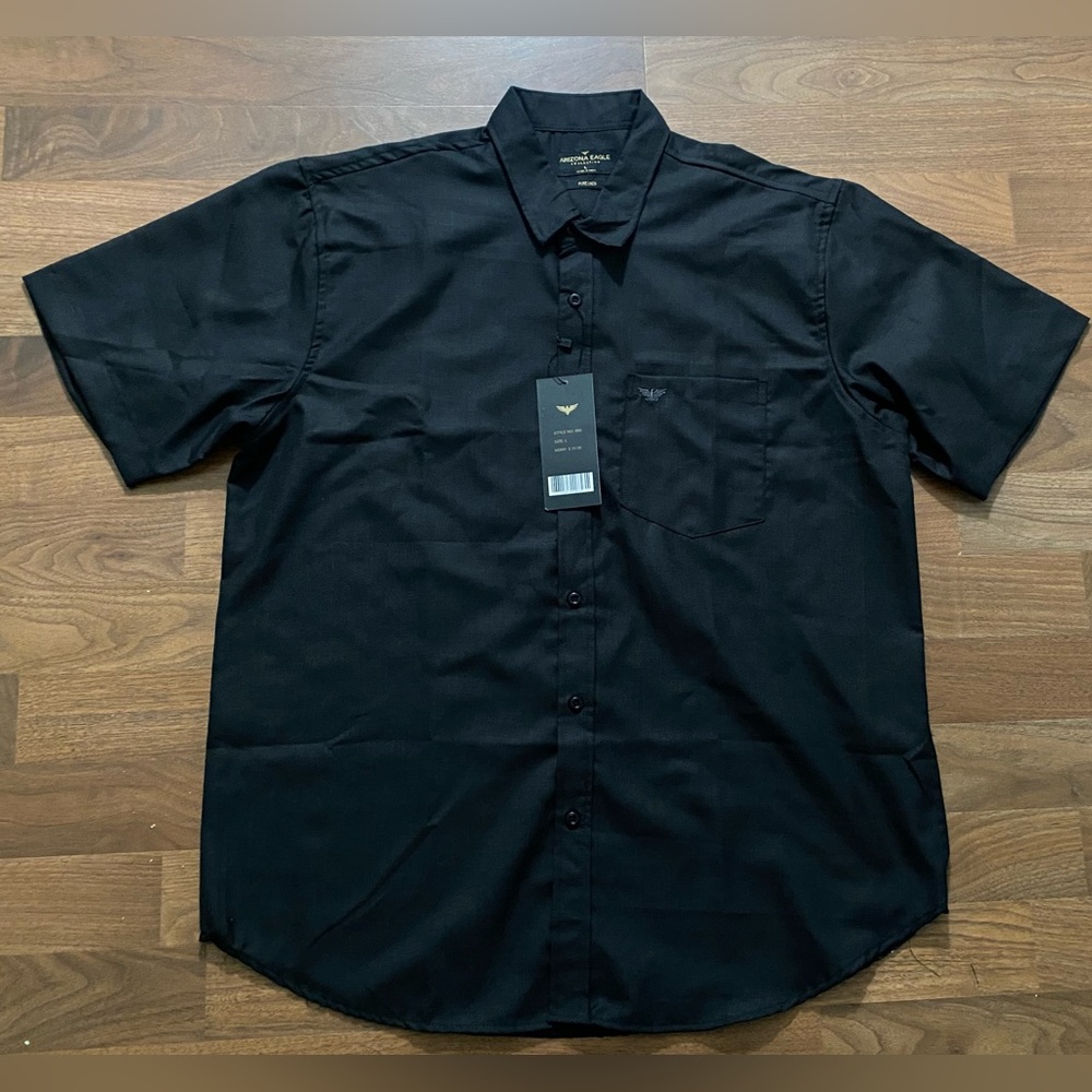 NWT Arizona Eagle Pure Linen Button Down Short Sleeve Shirt Large